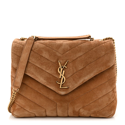 Saint Laurent Suede Calfskin Y Quilted Monogram Small Loulou Chain Satchel Cinnamon 1 of 12