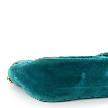 Gucci Velvet Matelasse Embroidered Small GG Marmont Shoulder Bag Pavone Cyan 9 of 12