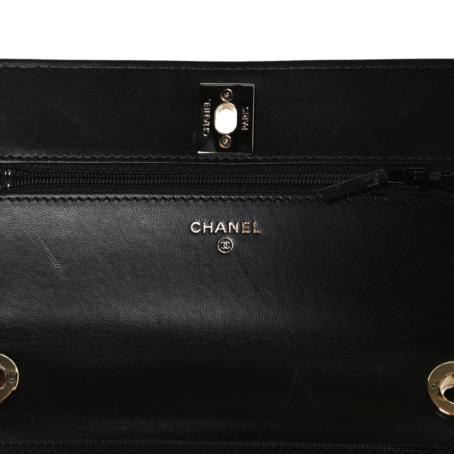 Lambskin Quilted Trendy CC Wallet On Chain WOC Black