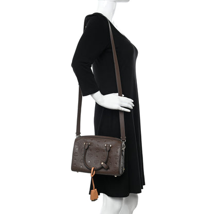 MCM Calfskin Ottomar Monogram Essential Boston Bag Chestnut 2 of 9
