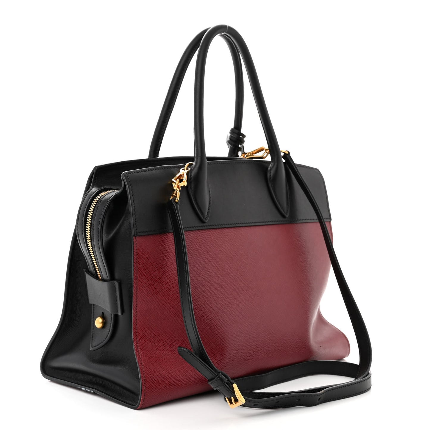 Saffiano City Calfskin Medium Esplanade Red Black