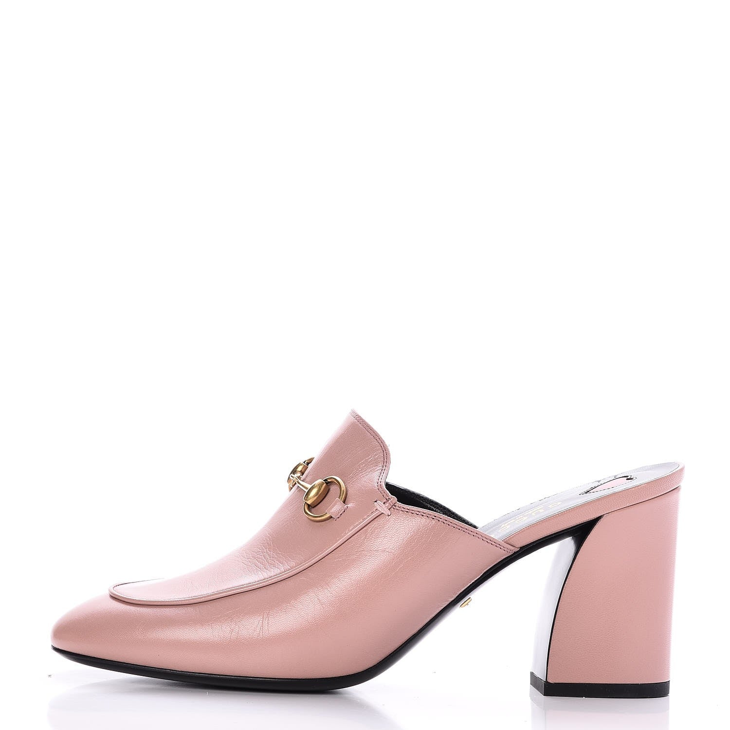 Gucci Malaga Kid Horsebit Princetown Mid Heel Mules 39 Pink 1 of 9