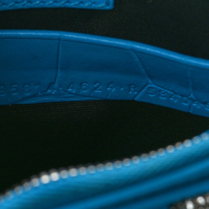 Balenciaga Extra Supple Calfskin Crocodile Embossed Crystal Mini Le Cagole Purse With Chain Cyan 7 of 10