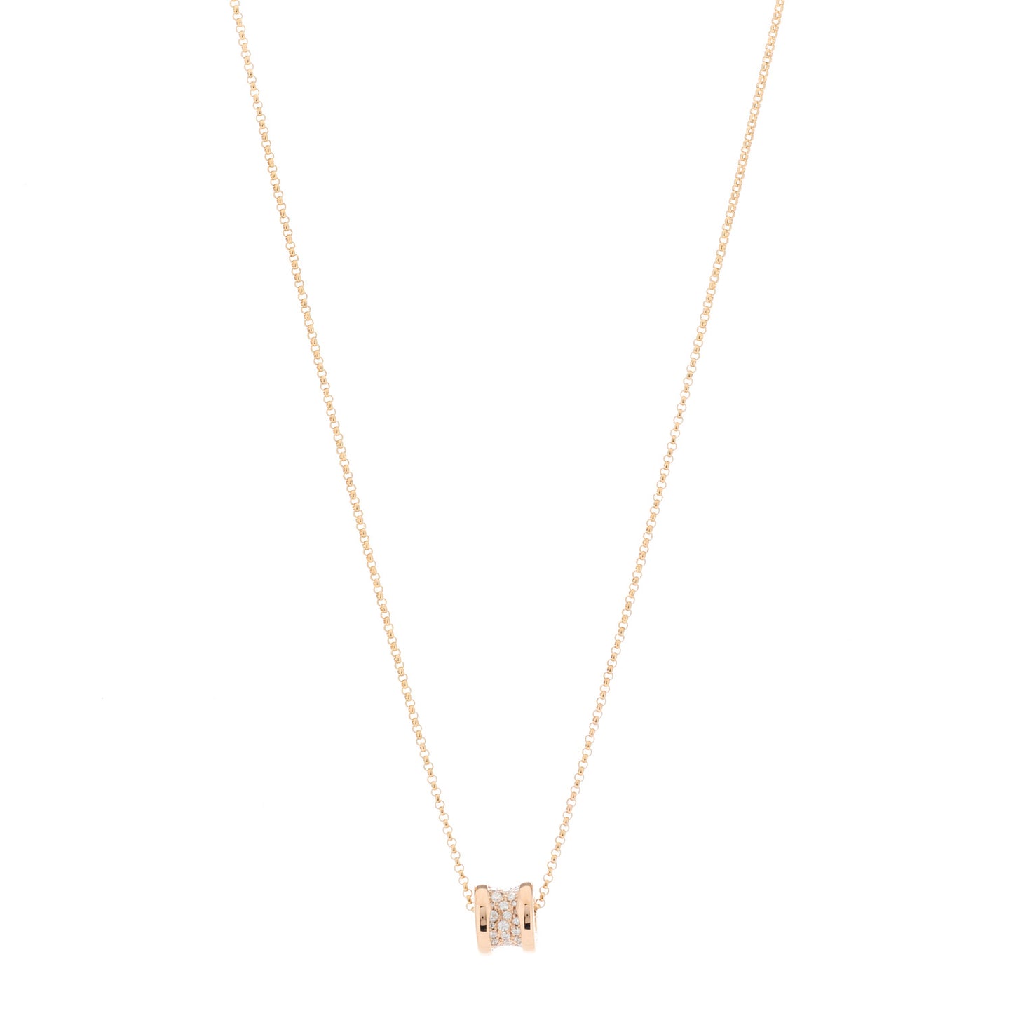 18K Rose Gold Diamond Small B.Zero1 Pave Pendant Necklace