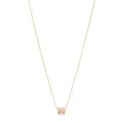 Bulgari 18K Rose Gold Diamond Small B.Zero1 Pave Pendant Necklace 1 of 9