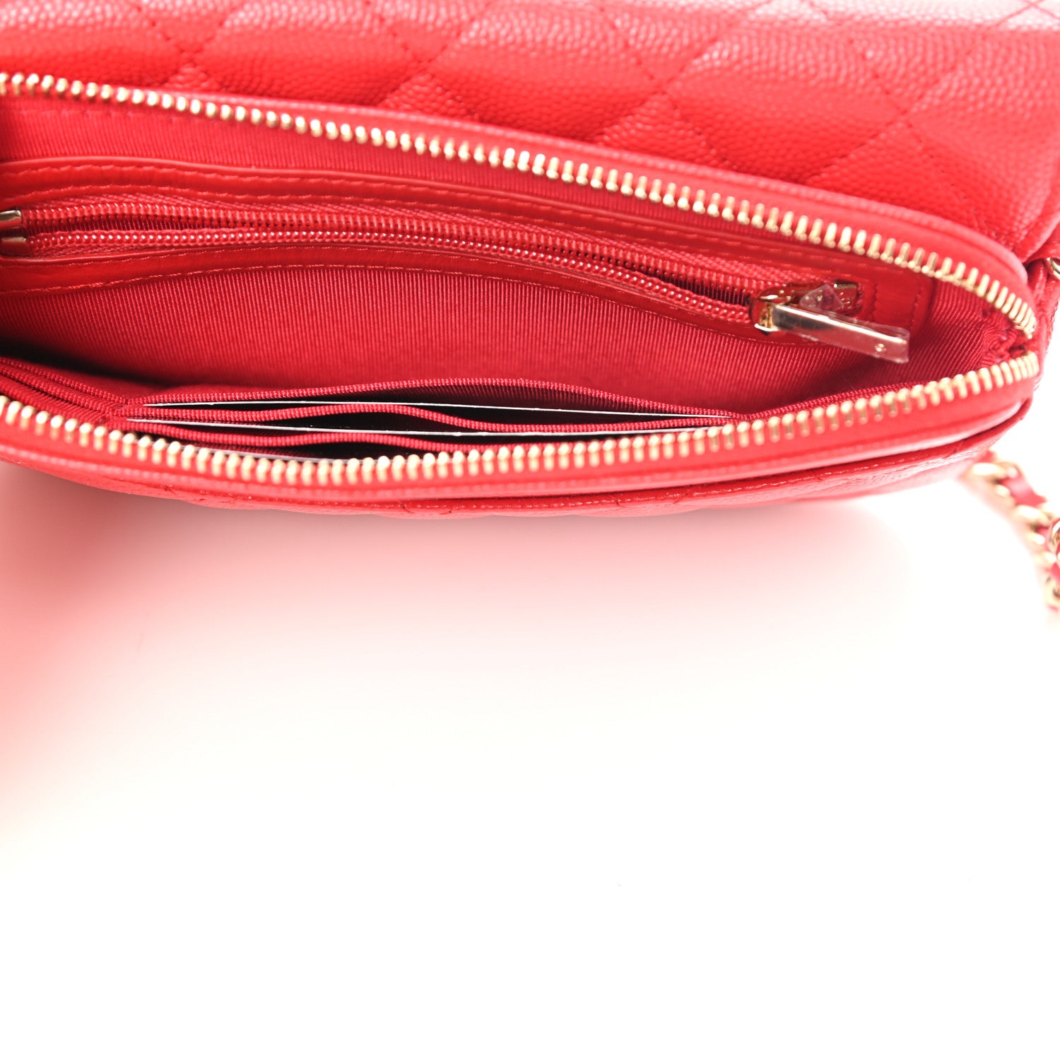 Chanel Caviar Quilted Flap Phone Holder With Chain Red 6 of 11