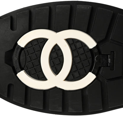 Chanel Calfskin Nylon Grosgrain CC Ankle Snow Boots 39 White Black 8 of 10