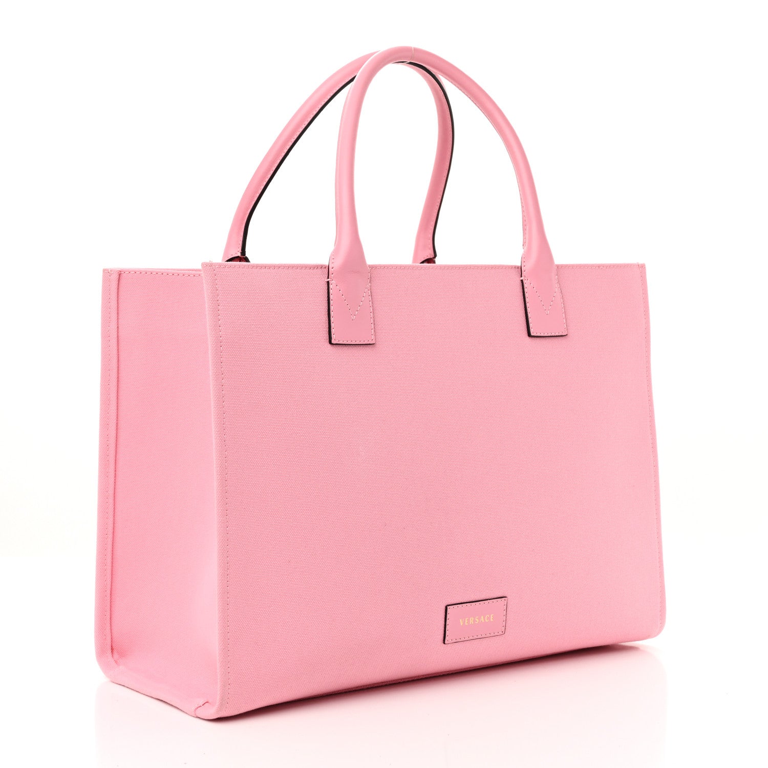 Versace Canvas Suppler Calfskin Cabas GV Signature Tote Pink 3 of 9