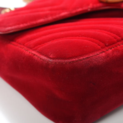 Gucci Velvet Matelasse Small GG Marmont Shoulder Bag Hibiscus Red 9 of 21