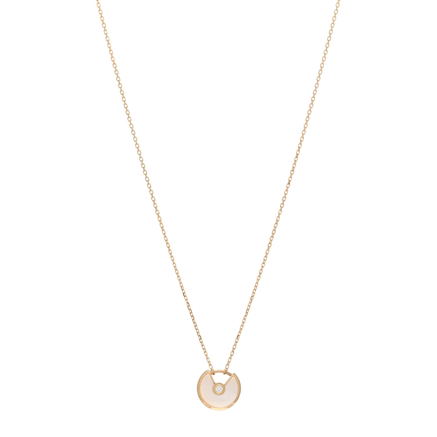 18K Yellow Gold Diamond Mother of Pearl XS Amulette de Cartier Pendant Necklace