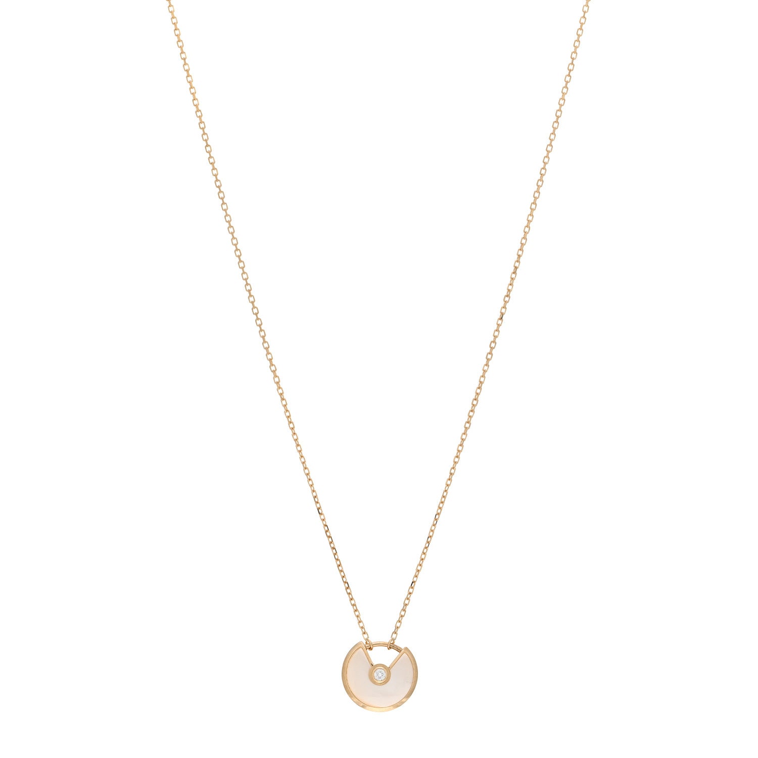 Cartier 18K Yellow Gold Diamond Mother of Pearl XS Amulette de Cartier Pendant Necklace 1 of 5