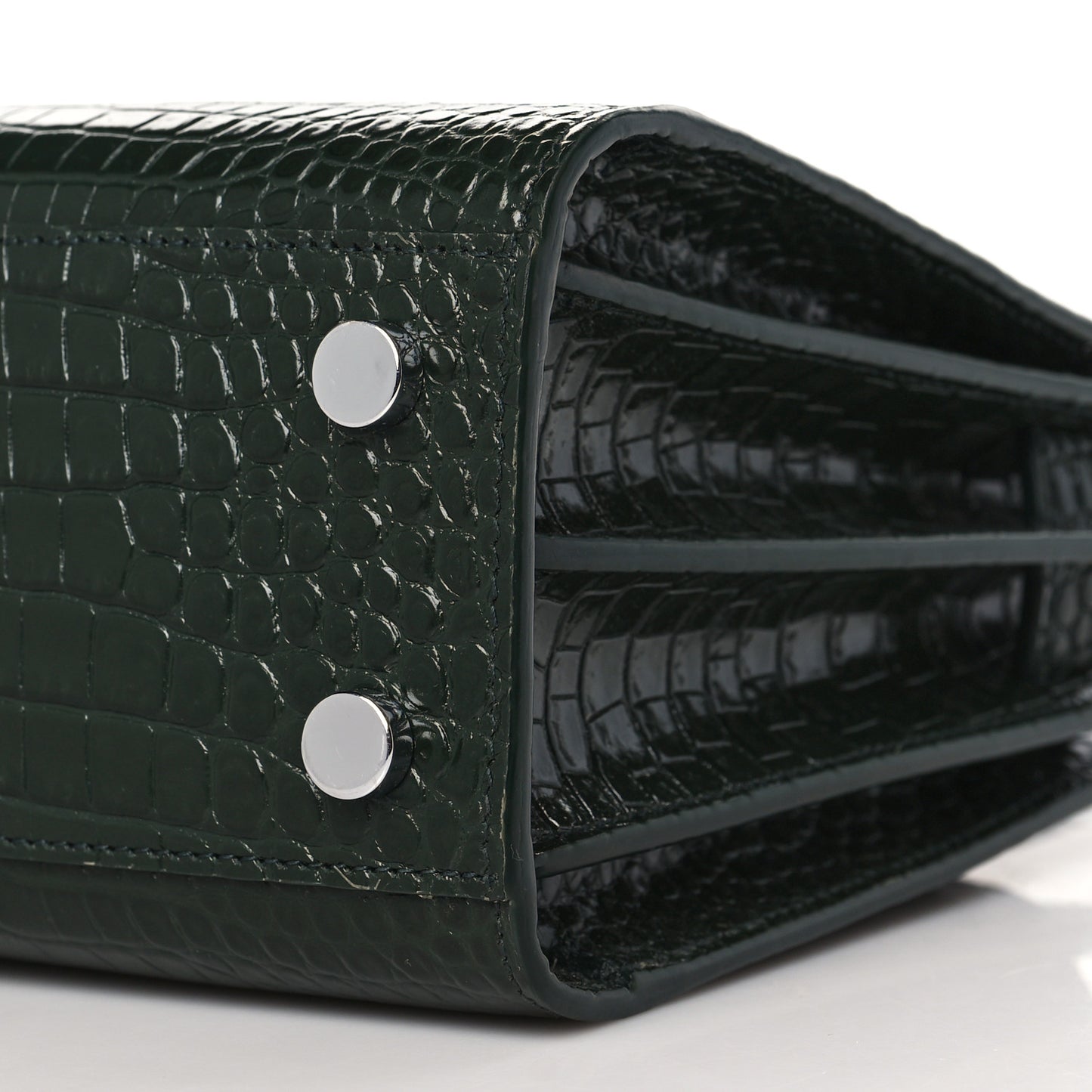Calfskin Crocodile Embossed Nano Sac De Jour Dark Green