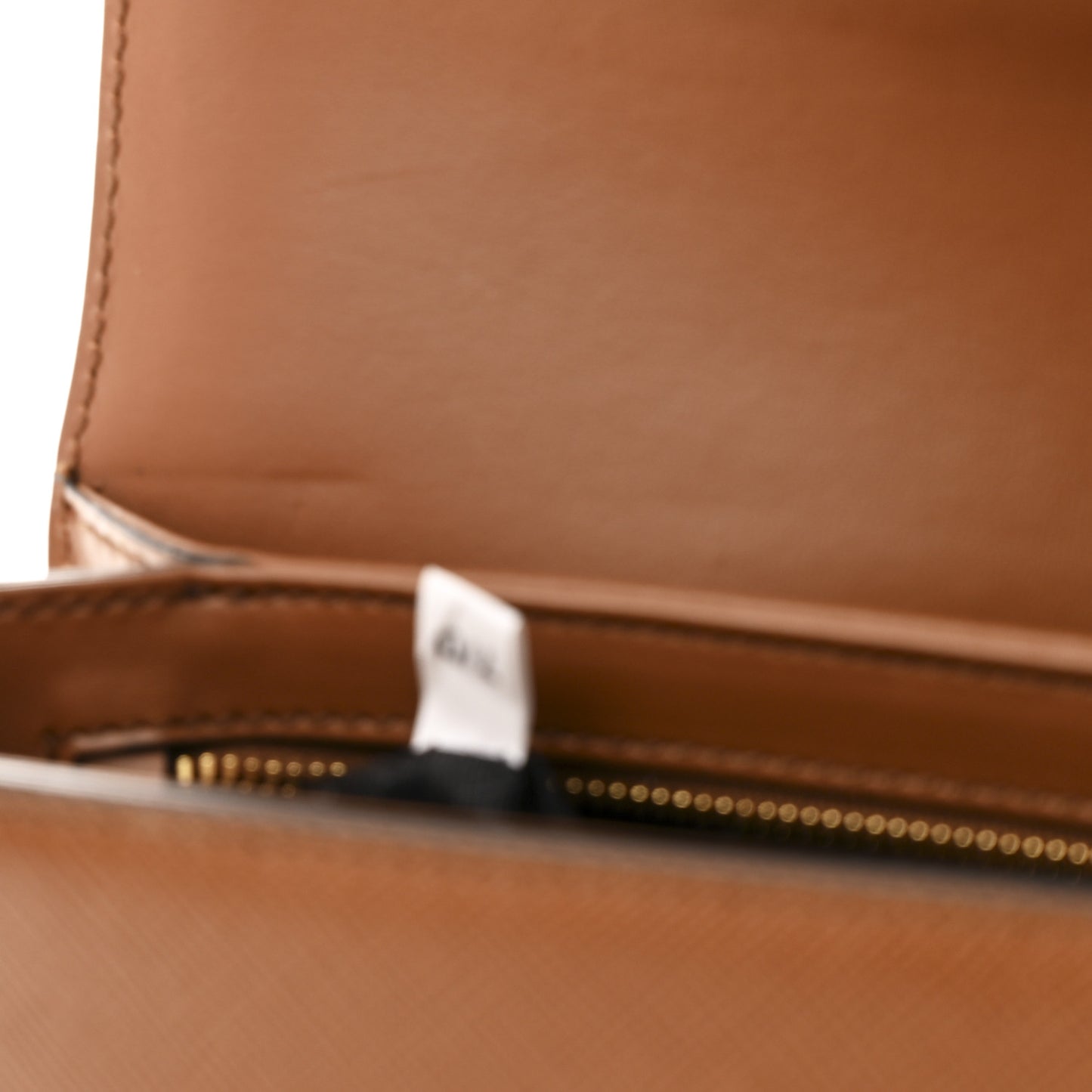 Saffiano Lux Embleme Flap Shoulder Bag Cognac