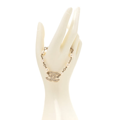 Chanel Pearl Crystal CC Bracelet Gold 2 of 5