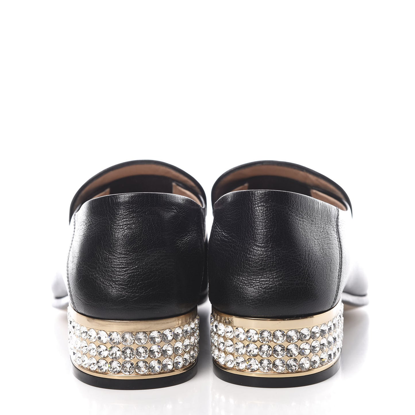 Goatskin Crystal Womens Horsebit Loafers 38 Black