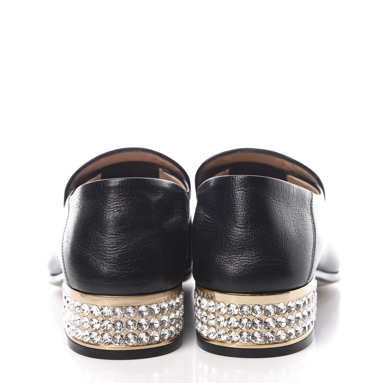 Gucci Goatskin Crystal Womens Horsebit Loafers 38 Black 5 of 14