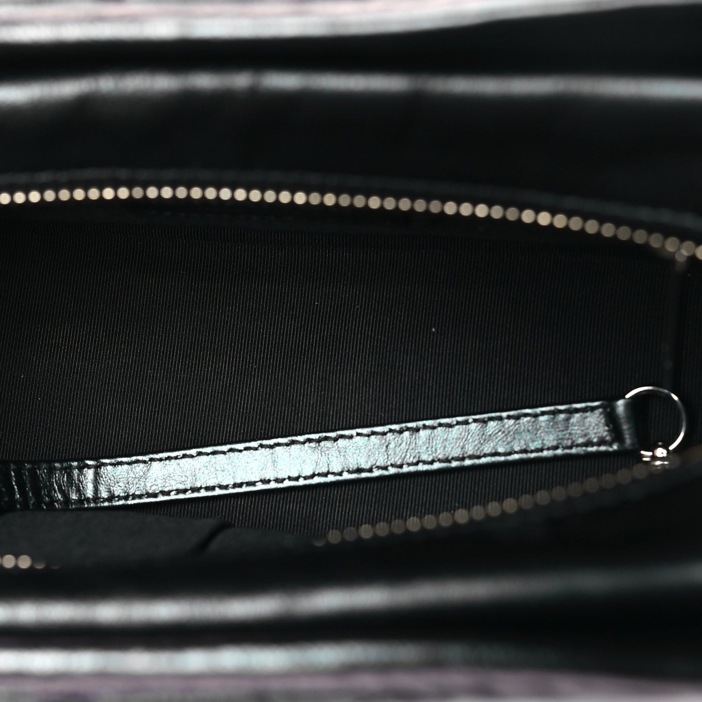Iridescent Aged Calfskin Quilted Small Gabrielle Hobo Black