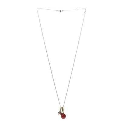 David Yurman 18K Yellow Gold Sterling Silver Ruby Enamel Solari Pendant Necklace Cherry 3 of 5