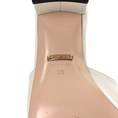 Gucci Malaga Kid Zumi Mid Heel Slide Sandals 39 Dusty White 6 of 13