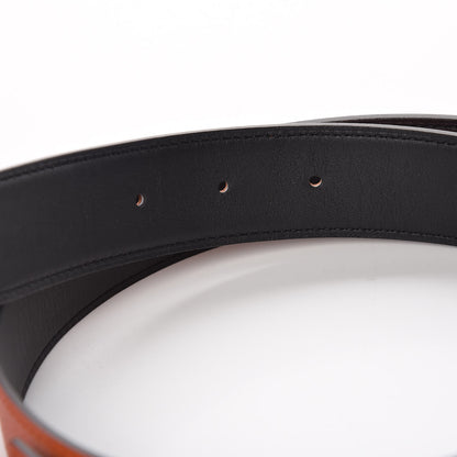 Hermes Swift Epsom 32mm Belt Strap 85 Black Orange 4 of 6