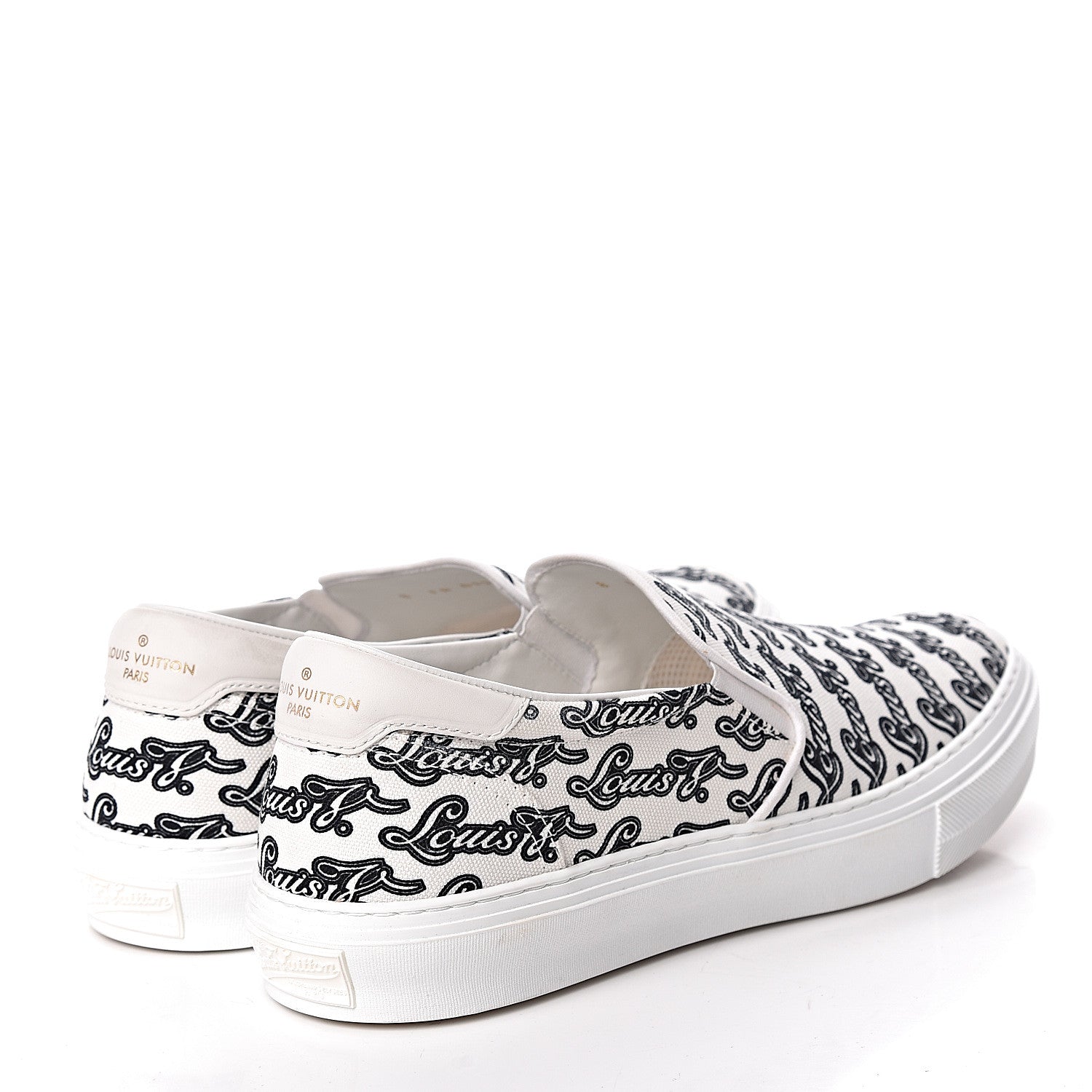 Louis Vuitton Canvas Logo Trocadero Slip On Sneakers 8 Black White 4 of 10