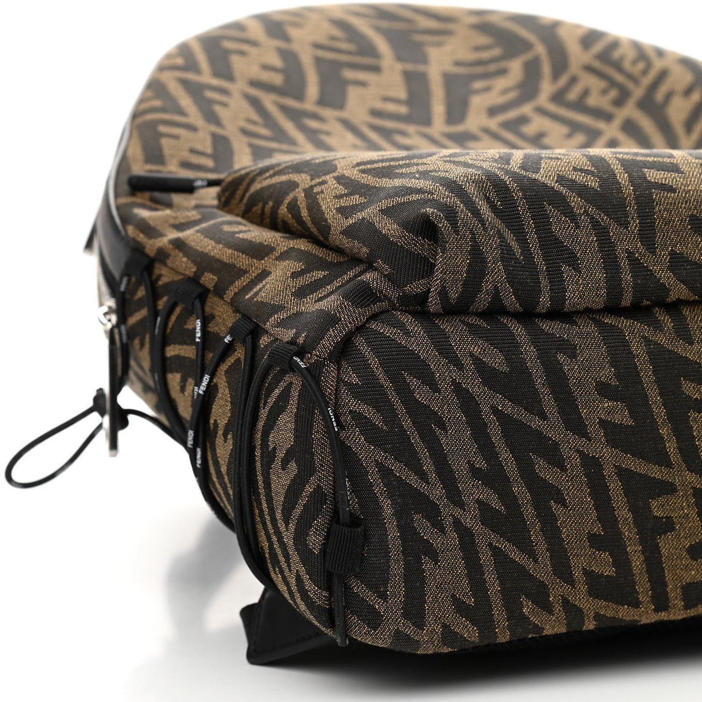 X SARAH COLEMAN Fabric Jacquard Vitello Grace Light Woven Lanyard FF Vertigo Pouch Pocket Backpack Tobacco Moro Black