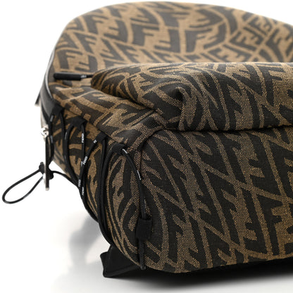 Fendi X SARAH COLEMAN Fabric Jacquard Vitello Grace Light Woven Lanyard FF Vertigo Pouch Pocket Backpack Tobacco Moro Black 9 of 10