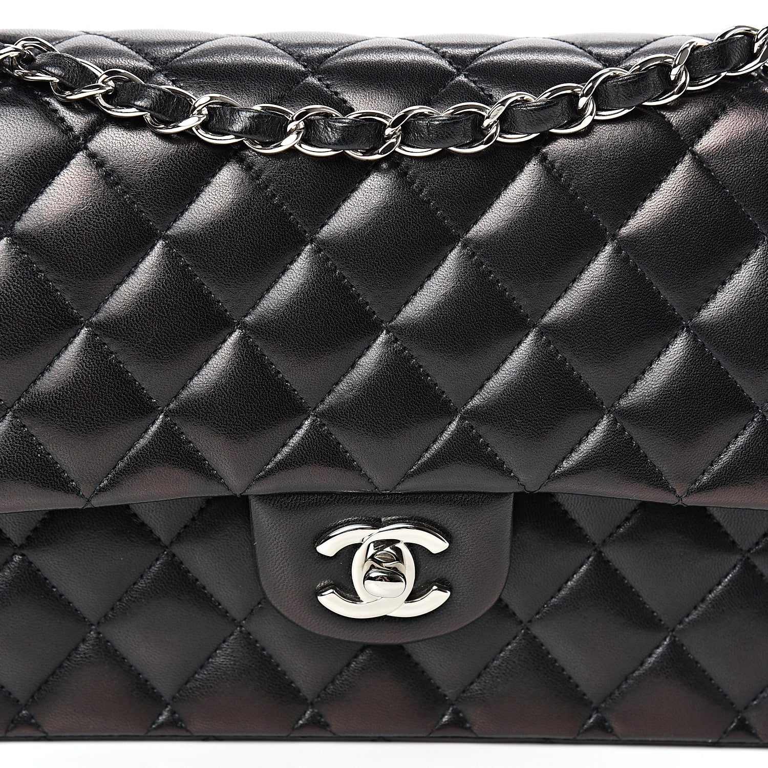 Chanel Lambskin Quilted Medium Double Flap Black 7 of 13