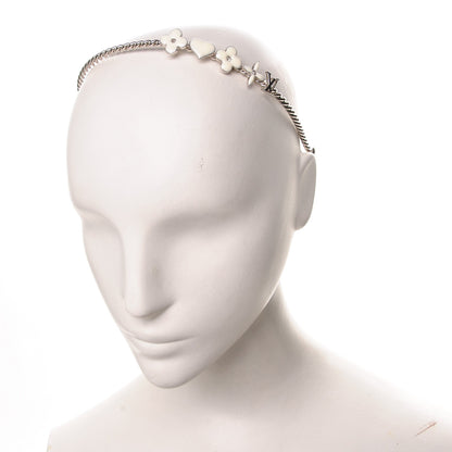 Louis Vuitton Brass Enamel Monogram Sweet Headband Silver 2 of 4