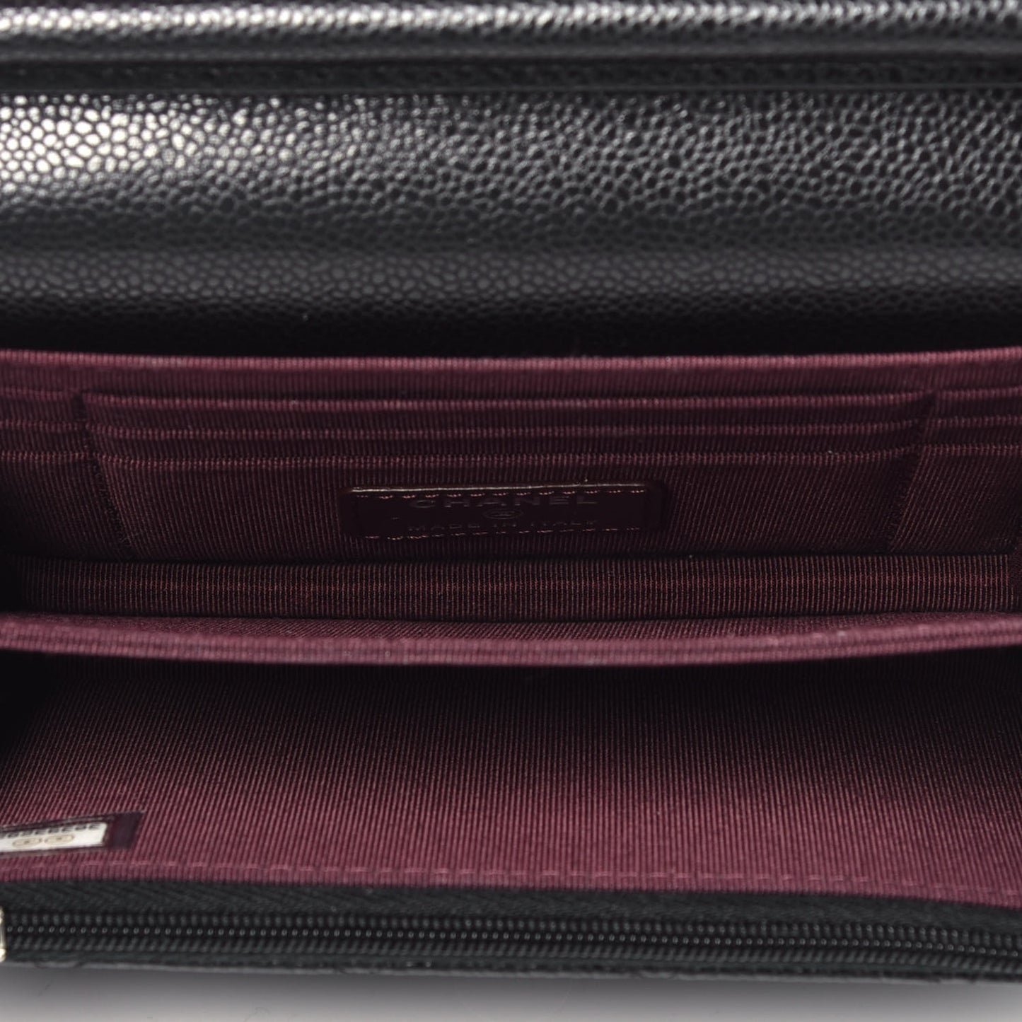 Caviar Quilted Mini Wallet On Chain WOC Black