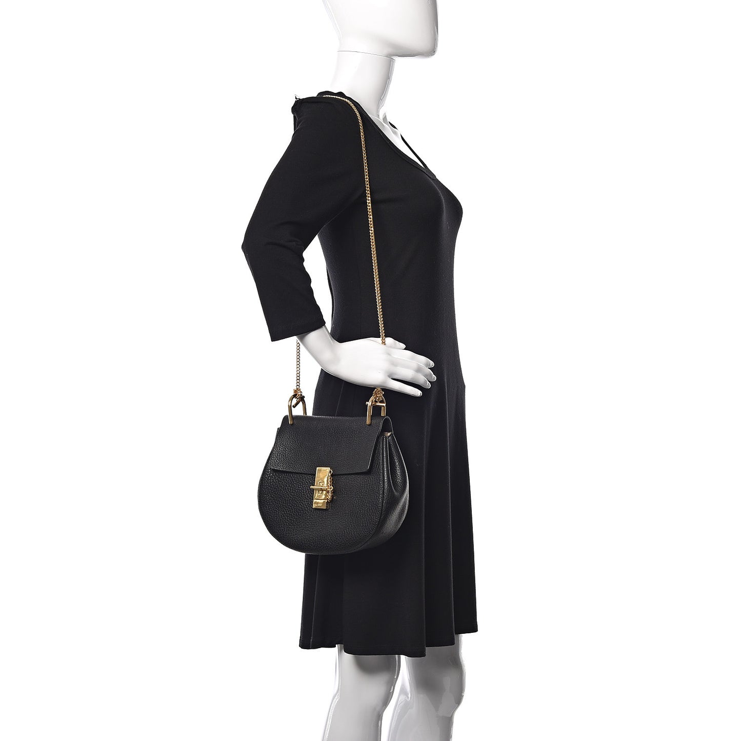 Grained Lambskin Drew Shoulder Bag Black
