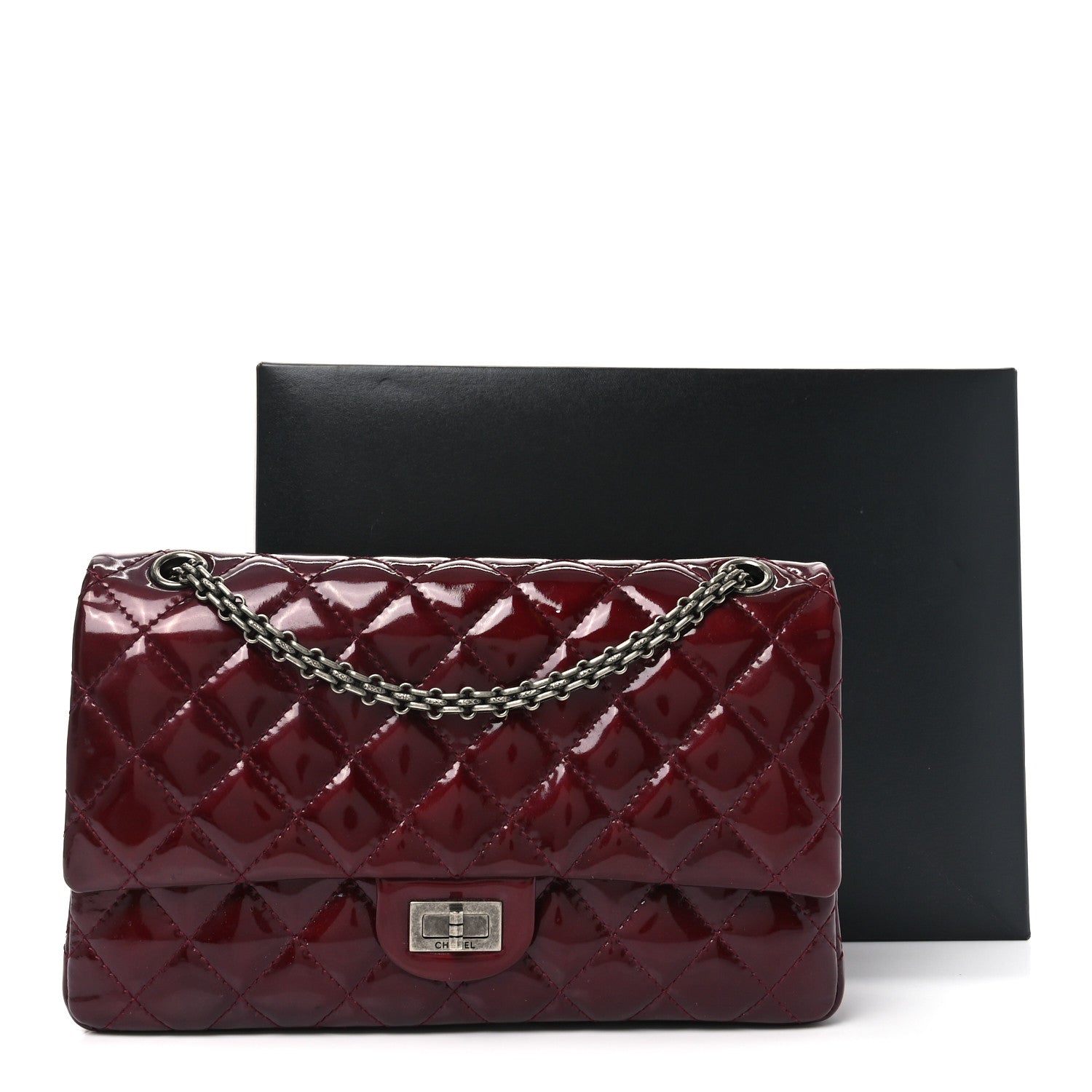Chanel Patent Quilted 2.55 Reissue 226 Flap Burgundy 11 of 11