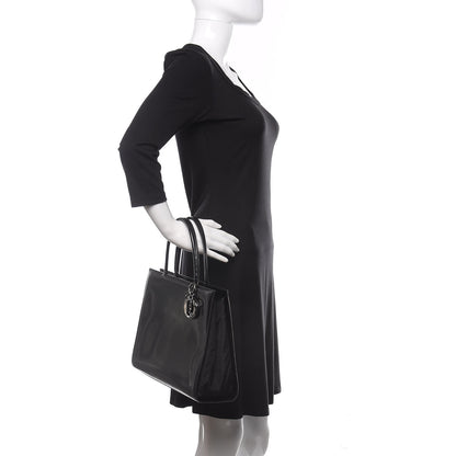 Christian Dior Glazed Calfskin Nylon Lady Dior Tote Black 2 of 10