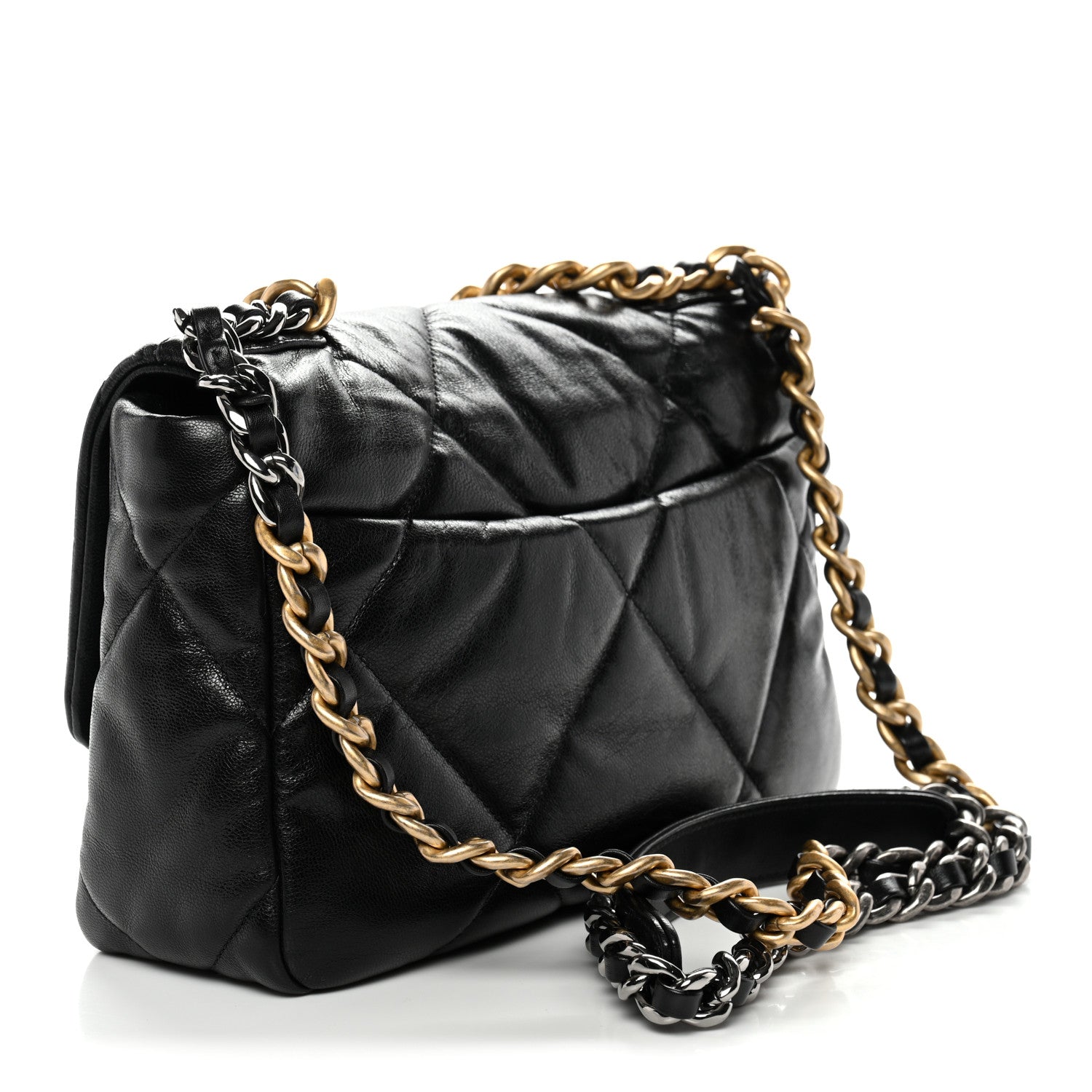Chanel Shiny Goatskin Quilted Medium Chanel 19 Flap Black 3 of 11