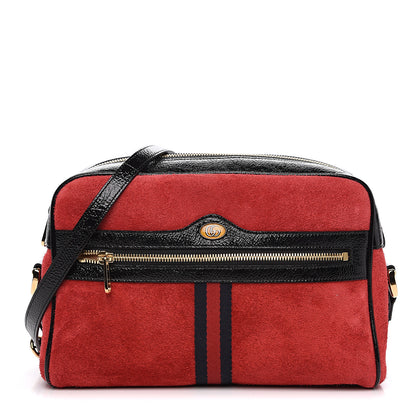 Gucci Suede Patent Web Small Ophidia Shoulder Bag Hibiscus Red Black 1 of 9