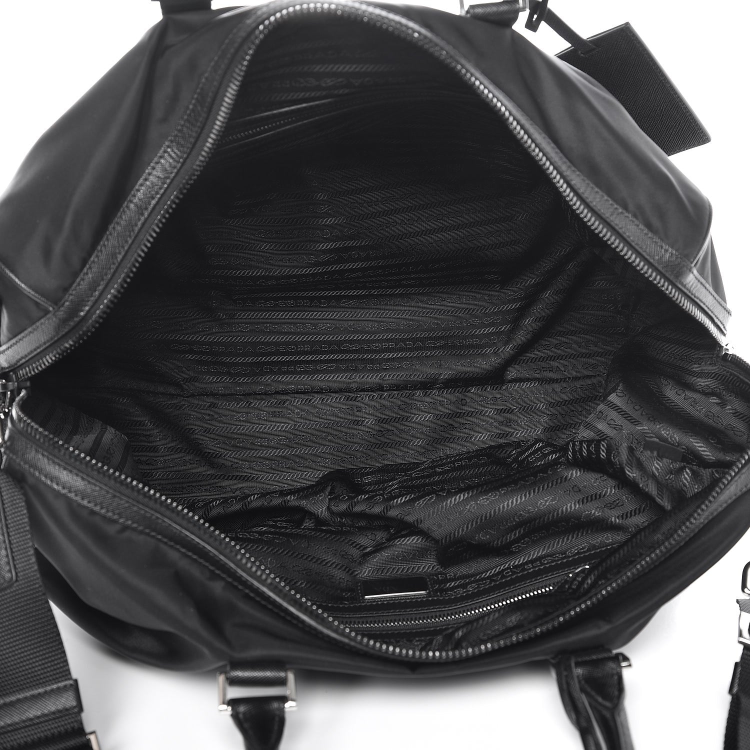 Prada Tessuto Nylon Saffiano Duffle Bag Nero Black 6 of 8