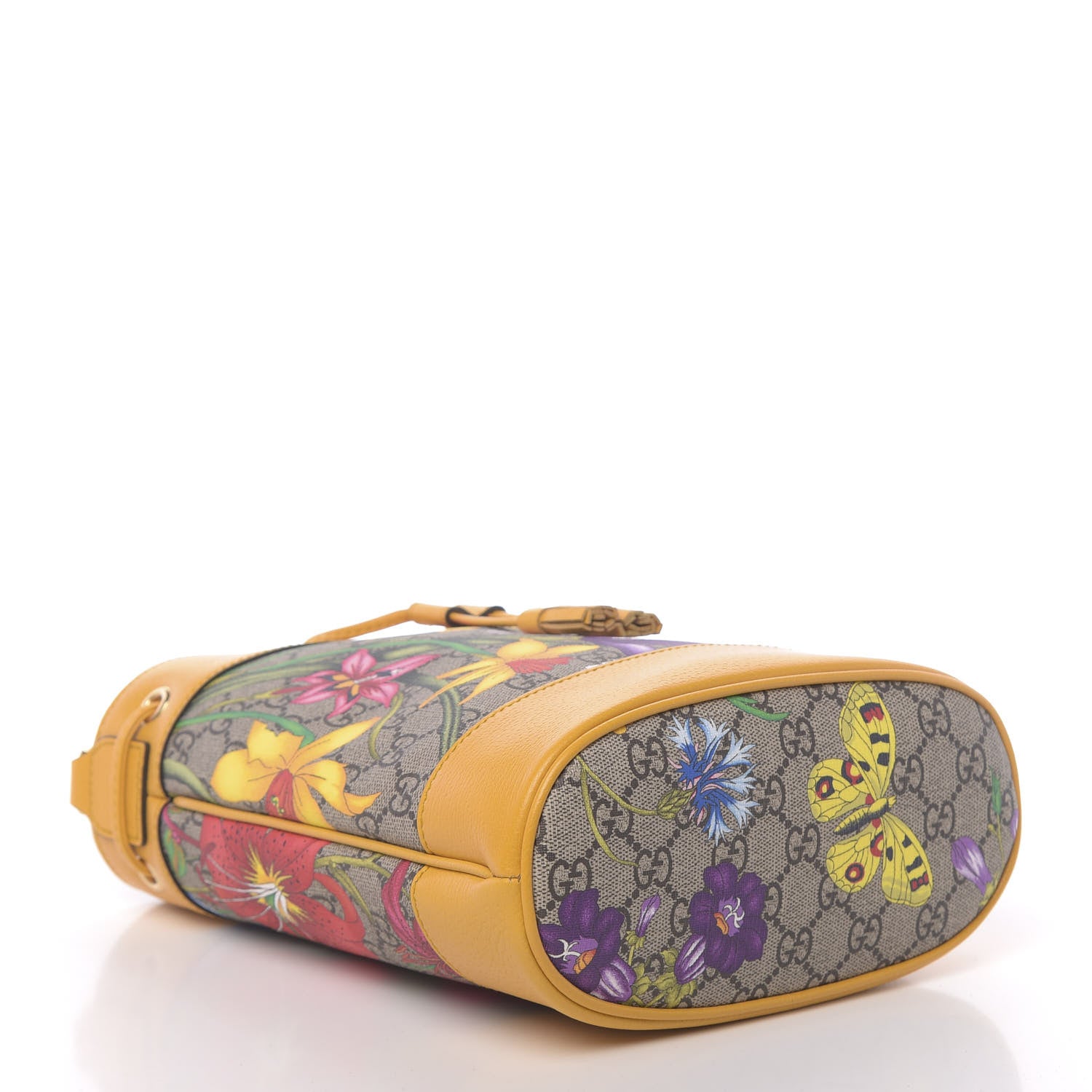 Gucci GG Supreme Monogram Flora Small Ophidia Bucket Bag Beige Multicolor Crop 4 of 10