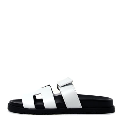 Hermes Calfskin Womens Chypre Sandals 36.5 White 1 of 6