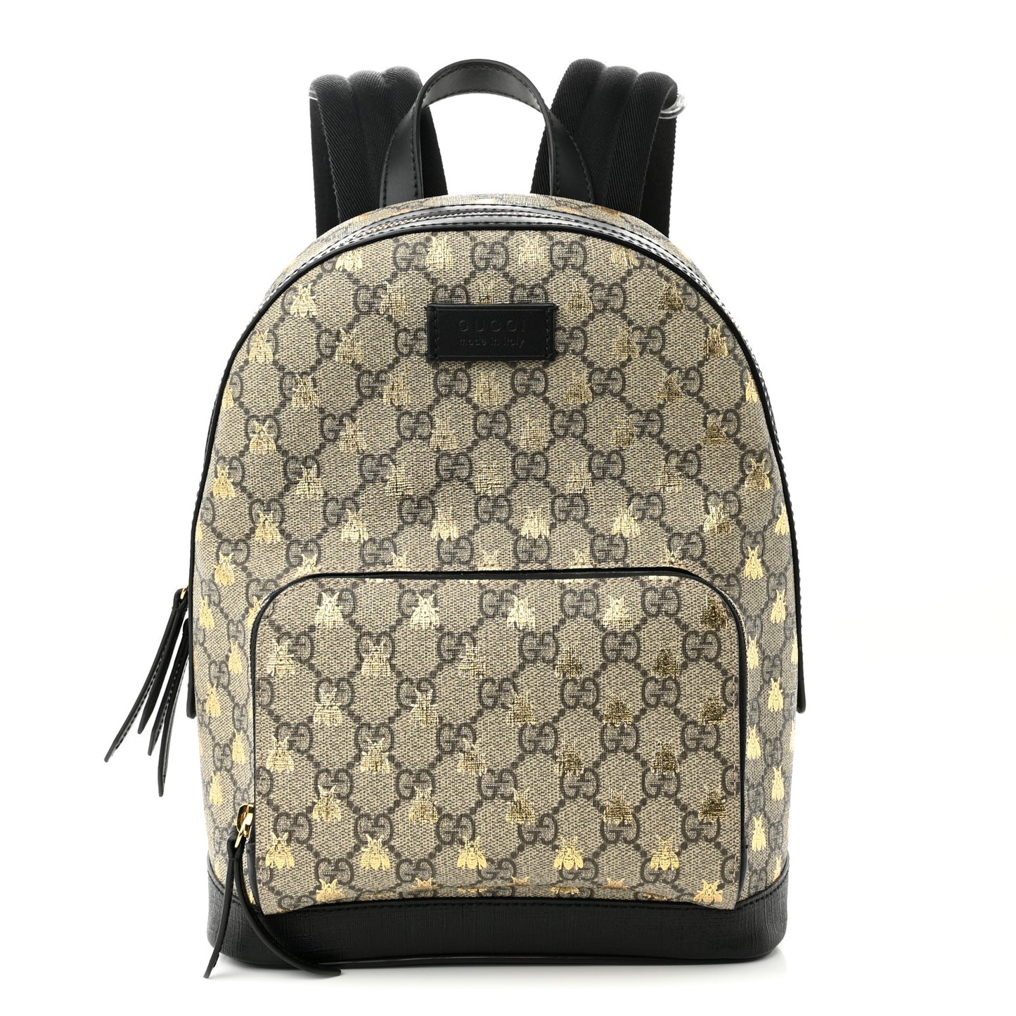 GG Supreme Monogram Bees Print Small Day Backpack Beige Oro Black