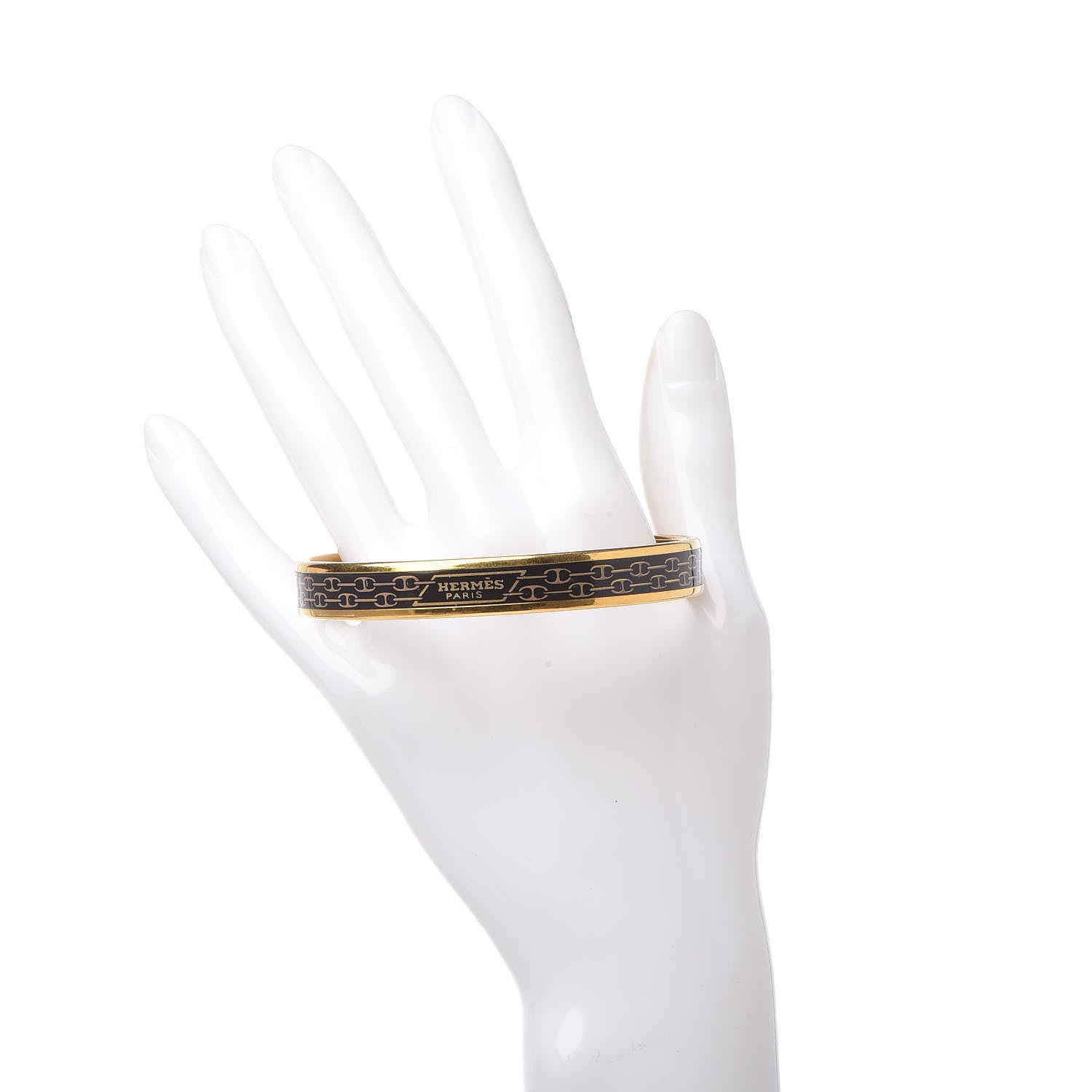 Hermes Enamel Narrow Printed Chain D Ancre Bracelet 70 Black 2 of 5