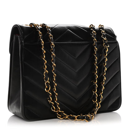 Chanel Lambskin Quilted Chevron Small Single Flap Black 3 of 19