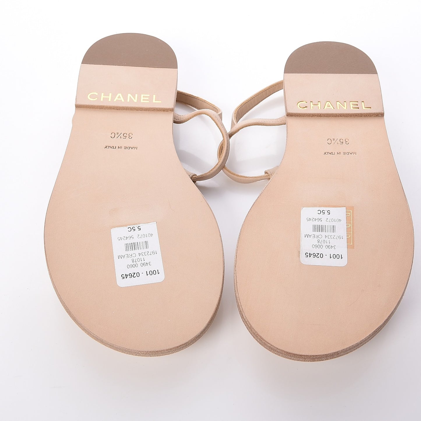 Lambskin Chain Thong Sandals 35.5 Beige