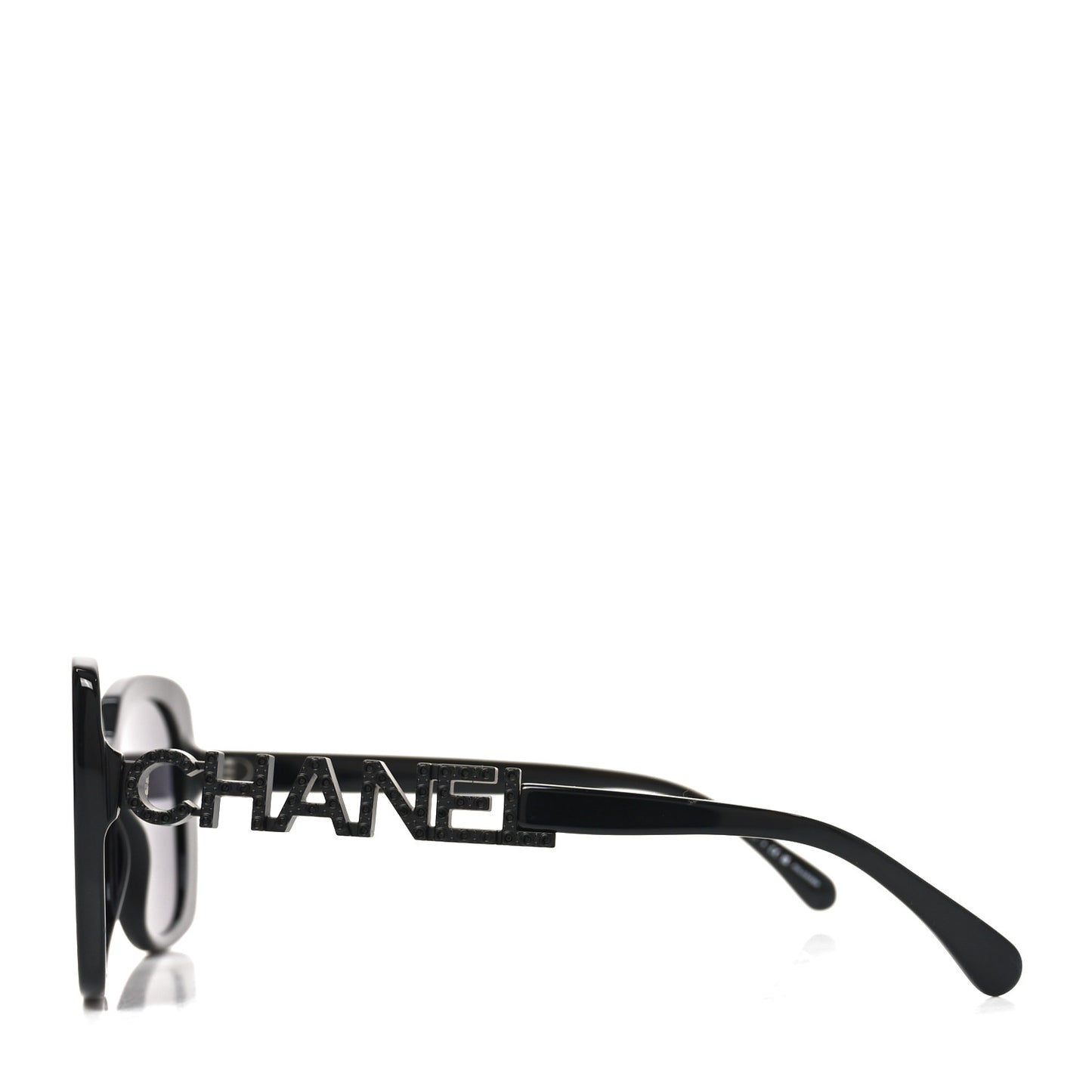 Acetate Strass Polarized Square Sunglasses 5422-B Black Black