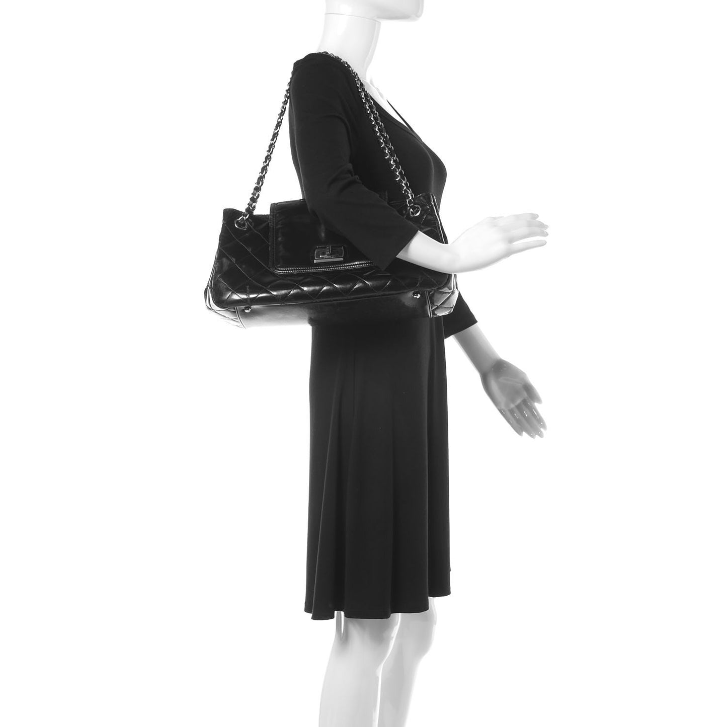 Vinyl Quilted Mademoiselle Accordion Flap Black