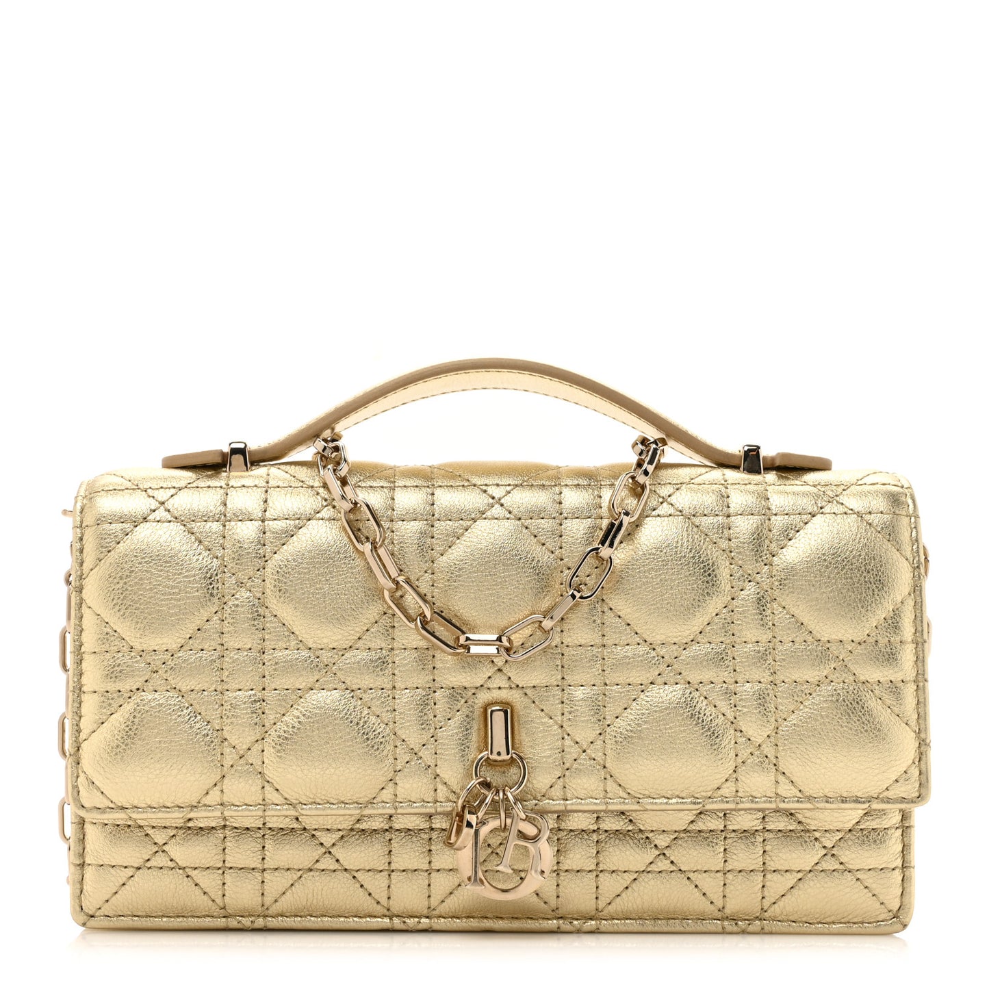 Metallic Lambskin Cannage Mini My Dior Bag Gold