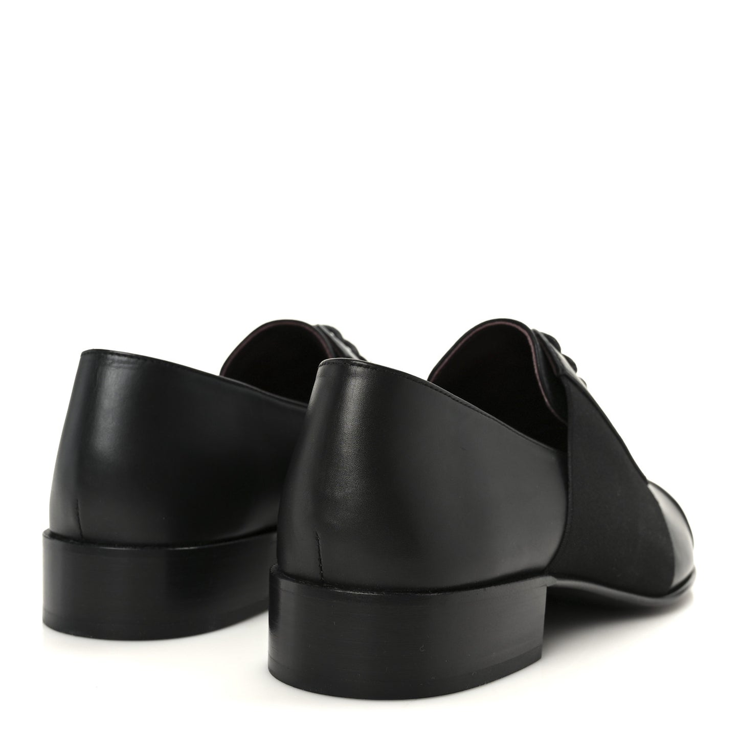 Calfskin Elastic Lace Up Cap Toe CC Loafers 39 Black