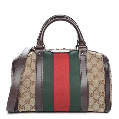 Gucci Monogram Vintage Web Small Boston Dark Brown 1 of 7