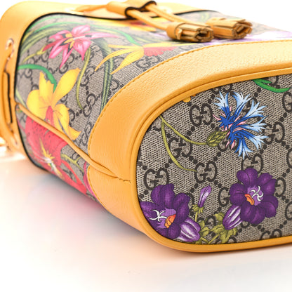 Gucci GG Supreme Monogram Flora Small Ophidia Bucket Bag Beige Multicolor Crop 8 of 9