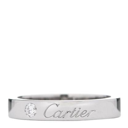 Cartier Platinum Diamond 3mm C De Cartier Wedding Band Ring 45 3.25 1 of 5