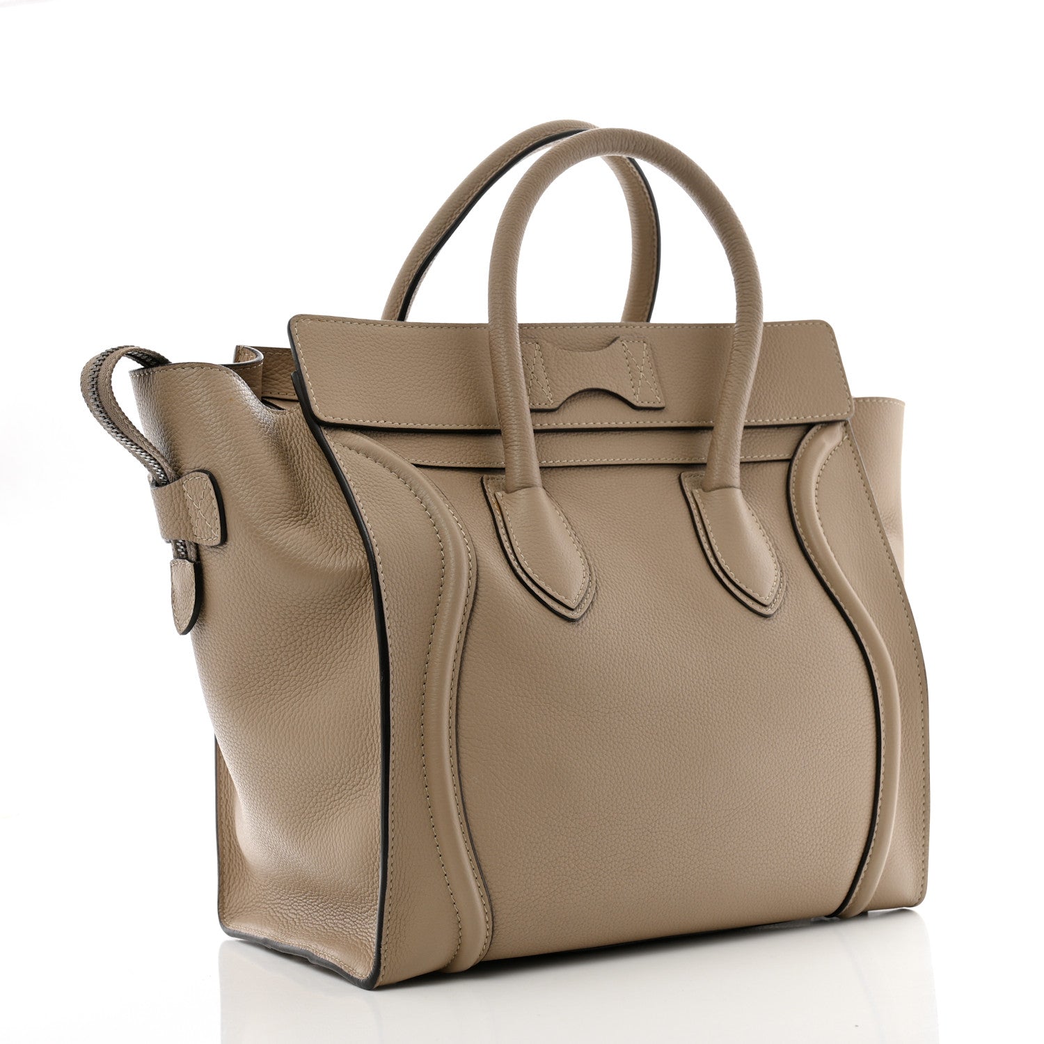 Celine Drummed Calfskin Mini Luggage Dune 3 of 11
